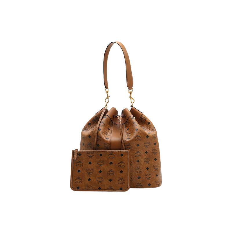 【自营】MCM女包SS26印花中号单肩斜挎手提包水桶包子母包大容量