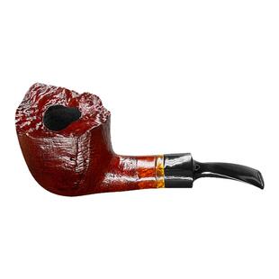 进口纯手工石楠根瘤烟斗 石楠木雕刻大斗 特大号黑色烟嘴麻面弯斗
