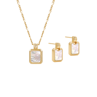 【礼盒装】Amber Lollipop天然贝母项链耳环套装女款吊坠颈链耳饰