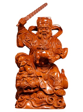 匠心雕刻赵公明花梨木中式