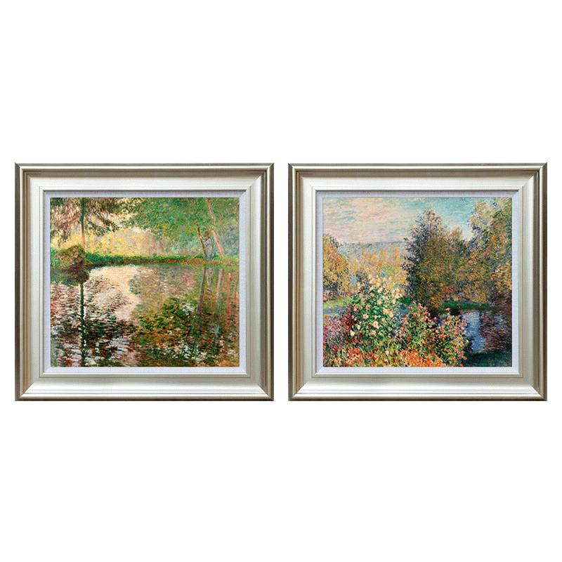 风色郊外春色莫奈美式风景油画