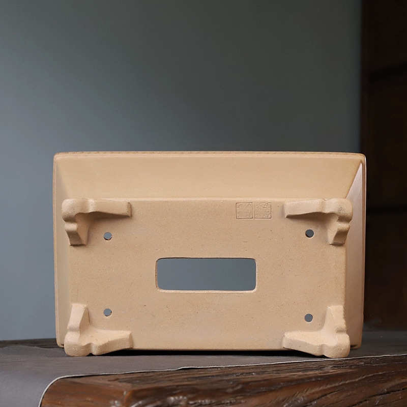 紫砂花盆长方形盆景盆回纹老段泥手工四方盆古典中国风名家马槽盆