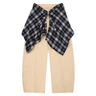 From Mars Fanta retro plaid skirt loose casual overalls