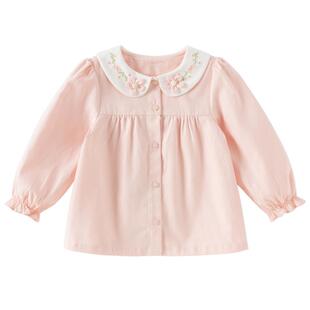 【商场同款】戴维贝拉儿童衬衫2026春装新款女童长袖纯棉粉色衬衣