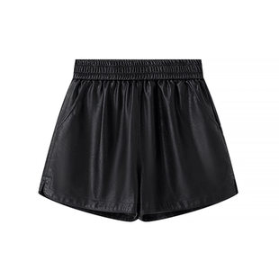 大码PU皮短裤秋冬季新款阔腿显瘦高腰休闲外穿百搭配靴字皮裤胖mm