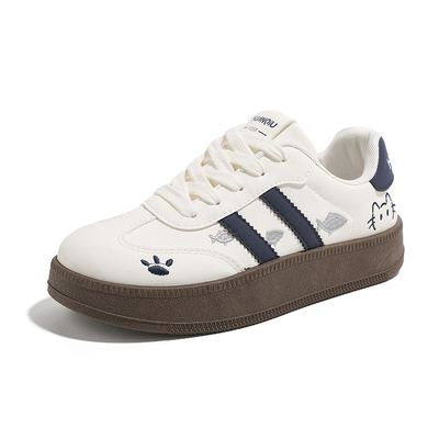 环球多巴胺刺绣厚底德训小白鞋