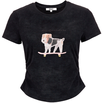 ONLY显瘦腰侧捏褶正肩T恤