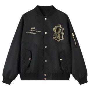 BADBOY官方正品徽章轻骑秋季棒球潮牌情侣款飞行夹克外套男女翅膀