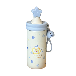 恒度卡通星星保温杯女生高颜值便携大容量学生上学专用吸管水杯子