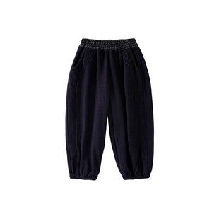 皇室童缘男童束脚裤冬季新款儿童一体奥利绒长裤宝宝撞色拼接裤子