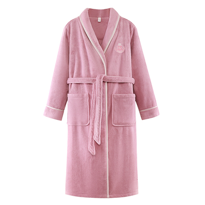 【芬腾】加绒加厚珊瑚绒睡袍保暖
