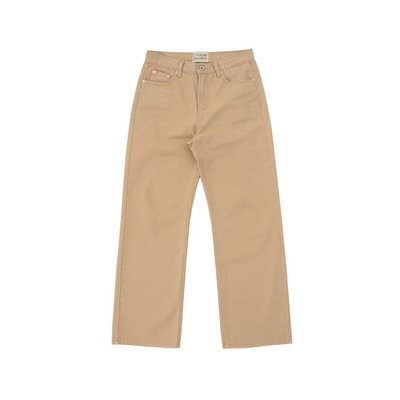 Link Exchange水洗米驼色直筒宽腿牛仔裤_百搭实穿日常感长裤