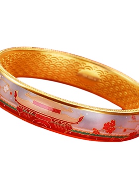 足银999故宫初雪手镯女纯银