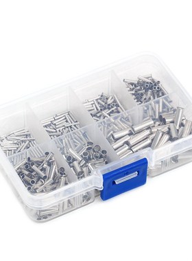 600pcs盒装管型裸端子组合 按压线焊接裸中接管现货批发