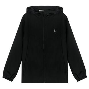 乔丹风衣男士2026夏季新款黑色梭织连帽防晒衣薄款跑步服运动外套