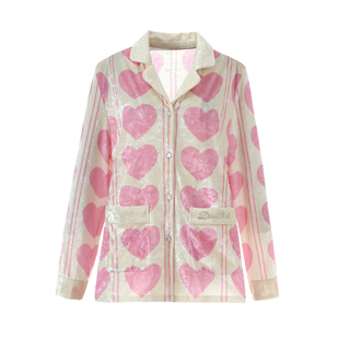 DIMDEVL汀黛25年秋冬睡衣女怦然心动爱心粉色可爱丝绒家居服套装