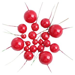 仿真红色浆果红果珠子 diy手工圣诞松针花环材料配件迷你红果装饰
