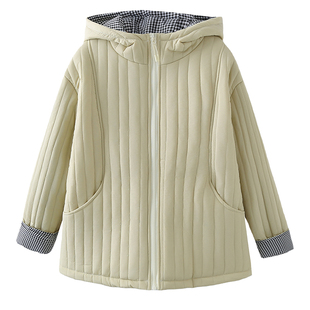 大码女装200斤胖MM外套2026早春新款拉链加厚连帽保暖显瘦棉衣