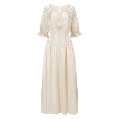 法式温柔设计感鱼骨长款连衣裙