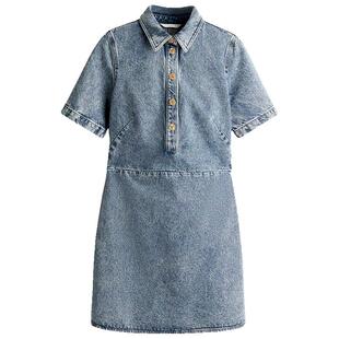 HM女装连衣裙夏季翻领法式衬衫裙修身牛仔短裙1265600