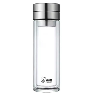 希诺双层玻璃杯高端茶水分离杯办公室泡茶杯男士车载便携隔热水杯