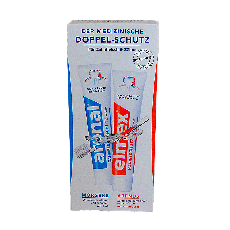 现货 德国elmex专业口腔日夜护理成人牙膏早晚用75ml*2防龋齿抗酸