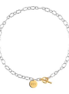 BZV原创金银拼色金属OT扣项链