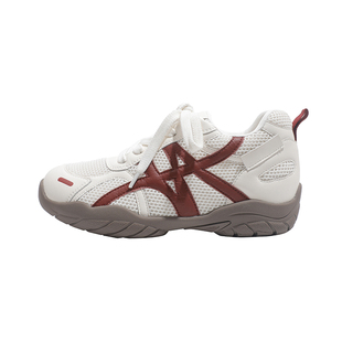 真皮~骄屿红色德训鞋女2025新款内增高运动休闲鞋厚底百搭阿甘鞋