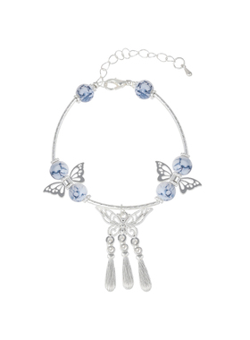 新中式清冷感蓝色蝴蝶流苏手链