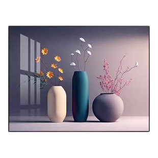 餐厅装饰画轻奢高级感挂画现代简约奶油风花瓶花卉饭厅厨房墙壁画