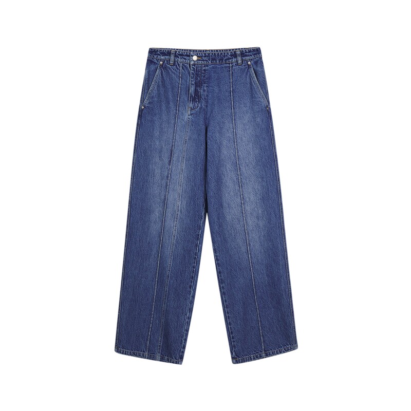 【SAMUEL系列】LESS不对称门襟设计感棉质直筒牛仔裤女2O0E12170