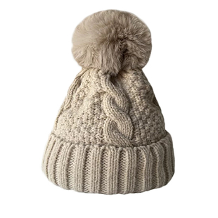 加绒毛线帽女款冬季保暖加厚百搭冷帽防风麻花针织帽护耳学生帽子