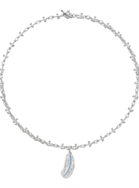 时尚精致锁骨百搭蓝色羽毛项链