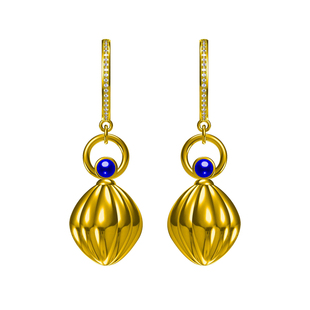 《肉豆蔻》系列2023原创设计复古文艺青金石耳环耳饰耳钉银耳针