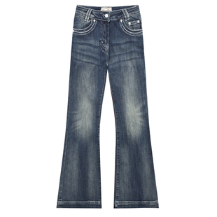 橘子树在哪儿低腰水洗猫须牛仔裤女春季复古弹力直筒显瘦百搭裤子