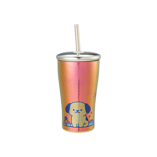 优喜氏果茶杯300ml纯钛保温杯双饮咖啡杯钛杯隔热高颜值吸管水杯