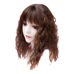 玉米烫中长款刘海假发片仿真发头顶补发片卷发遮白发逼真轻薄款女