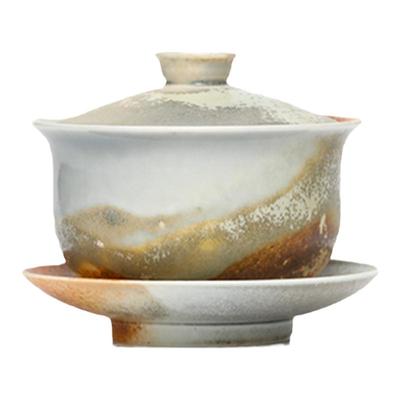 柴烧盖碗功夫茶具套装陶瓷茶杯