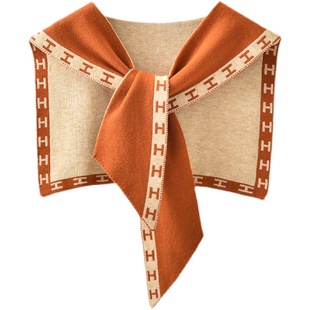 春秋网红披肩外搭夏季打结毛线针织女搭肩纯色小坎羊绒质围巾韩版