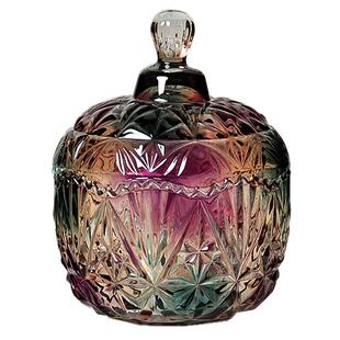 彩色琉璃玻璃糖果罐 欧式储物罐干果罐礼物家居装饰创意玻璃糖缸