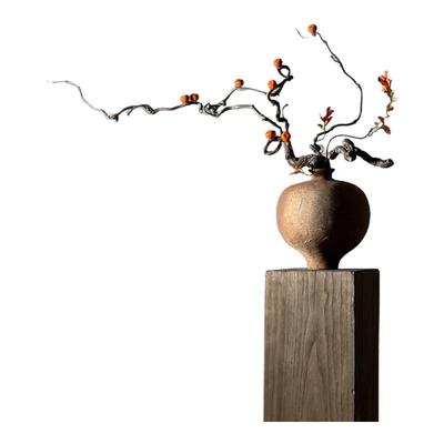 侘寂风陶瓷粗陶花瓶枯枝花艺