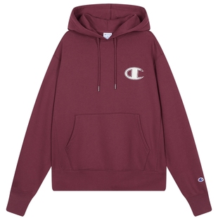 Champion冠军加绒连帽卫衣男25冬季新款红色上衣潮美式复古风秋季