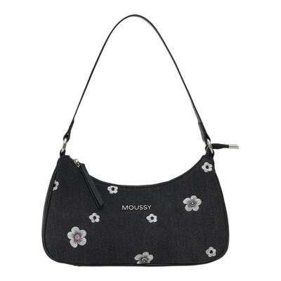 Moussy女刺绣花朵牛仔腋下包hobo月牙包单肩通勤女包