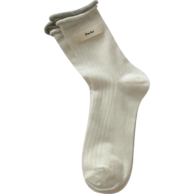 六只兔子字母标撞色堆堆袜子女