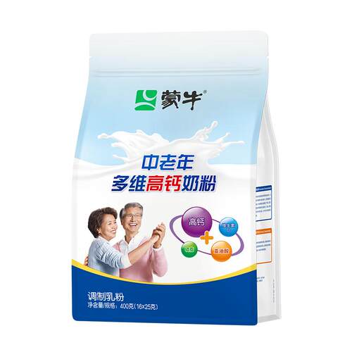 蒙牛中老年多维高钙奶粉400g*4袋老人营养早餐冲饮牛奶粉袋装