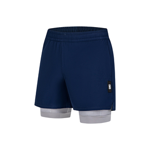 OMG运动 假两件健身短裤男透气网眼内衬训练外穿短裤紧身跑步高弹