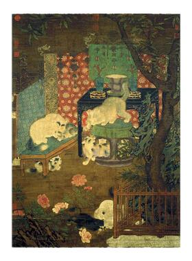 宋佚名戏猫图 中式动物画临摹范本复古装饰画 艺术微喷油画布画心