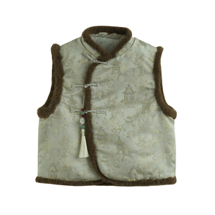 砚台家儿童新中式拜年服冬装童装国风马甲宝宝唐装连衣裙男童外套