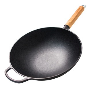 九鼎铸匠铸铁无涂层不易粘加厚圆底炒菜锅老式家用生铁锅具