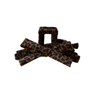 复古豹纹蝴蝶结头发抓夹女高级感后发夹脑勺盘发鲨鱼夹发量大发卡